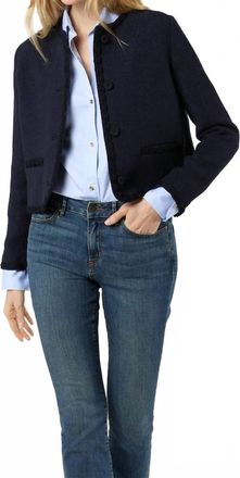 Ann Mashburn Megan Cardigan Jacket In Navy Boucle Tweed