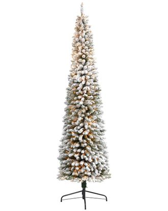 Nearly Natural 9Ft Flocked Pencil Artificial Christmas Tree