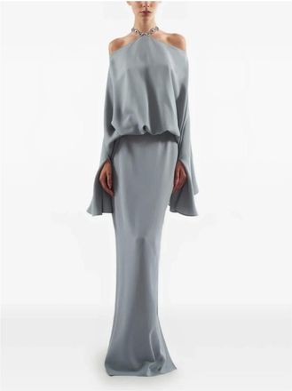 Taller Marmo Kleedjes, Dames, Blauw, S, Cyclades Crystal Maxi Dress