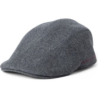 Brunello Cucinelli Virgin wool flannel flat cap in Dark Grey at Nordstrom, Size X-Large