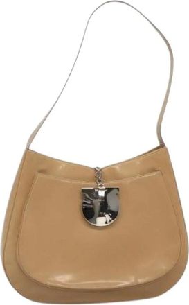 Ferragamo Pre-owned Shoulder Bags, female, Beige, Size: ONE SIZE Pre-owned Leather Shoulder Bag
