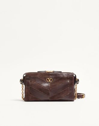 Valentino Garavani Valentino Garavani Panthea Small Shoulder Bag in Suede and Nappa with Chevron Pattern Wo