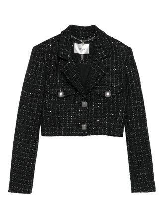 Nissa sequin-embellished buttoned jacket - women - Fabric/Sequin - 36 - Black