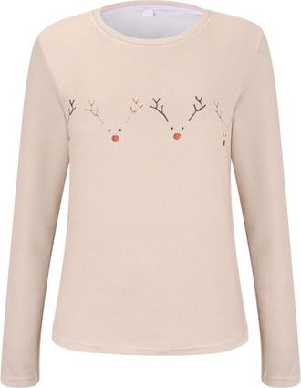 Generic Womens Christmas Jumpers Classic Baggy Christmas Printed Fall Sweaters Long Sleeve Oversized Autumn Winter Jumper Loose Fit Ladies Cozy Warm Crewneck 