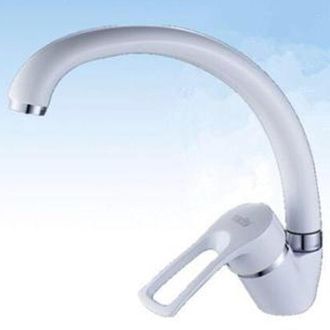 Trade Shop Trade Shop - Miscelatore Rubinetto Monocomando Lavabo Per Lavello Cucina Canna Alta Bianco