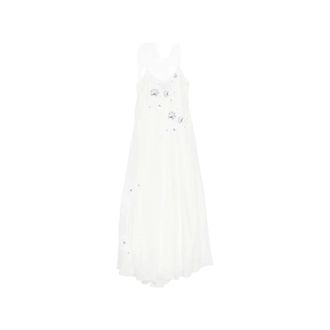 Ermanno Scervino Maxi Dresses, female, White, Size: 2XS Embroidered Slip Maxi Dress