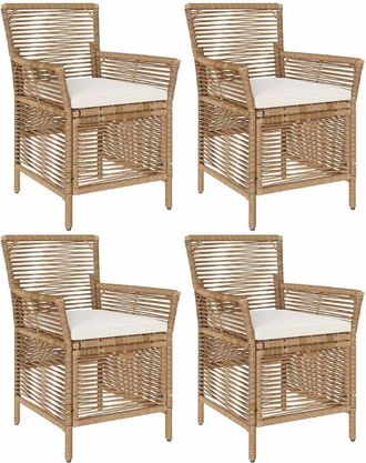 vidaXL Silla De Exterior 4 Uds. Beige Y Crema Rat&aacute;n Sint&eacute;tico Vidaxl