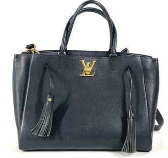 Louis Vuitton Black Noir Leather Handbag Shoulder Bag Tote Bag (Pre-Owned)