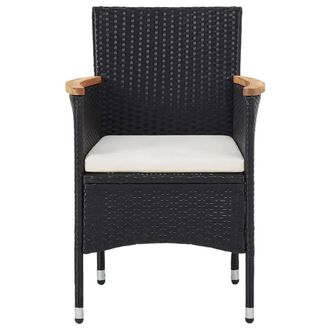 Berkfield Home Beautiful 5 Piece Garden Dining Set Poly Rattan & Solid Wood Black