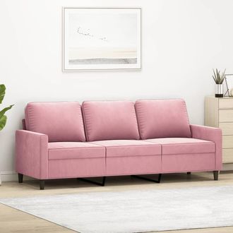 vidaXL Sof&aacute; De 3 Plazas Terciopelo Rosa 180 Cm Vidaxl