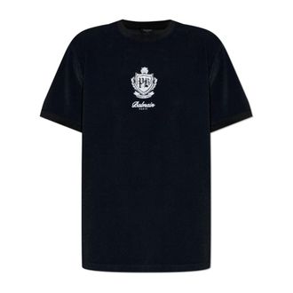 Balmain T-Shirts, male, Black, Size: S T-shirt with embroidered logo