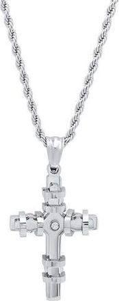 HMY Jewelry Mens Cross Pendant Necklace in Silver at Nordstrom Rack