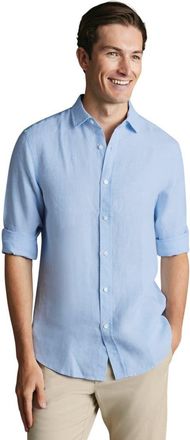 CHARLES TYRWHITT Plain Pure Linen Shirt in Sky Blue at Nordstrom, Size Xx-Large