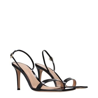 Gianvito Rossi Patent Leather Stiletto Sandal - Black
