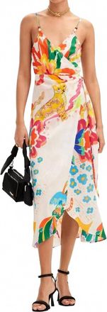 Desigual Jungle Design Wrap Midi Dress In Multicolor