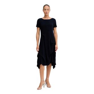 Joseph Ribkoff Kleedjes, Dames, Blauw, 3Xl, Polyester, Boat Neck Trapeze Jurk