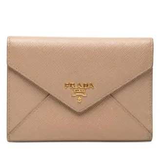 Prada Pre-owned Wallets, female, Beige, Size: ONE SIZE Pre-owned Saffiano Letter Leather Wallet