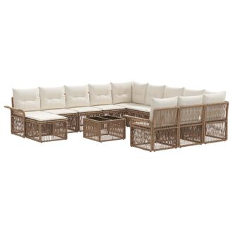 vidaXL Conjunto De Sof&aacute;s De Jard&iacute;n 13 Pcs Beige Y Blanco Crema Vidaxl