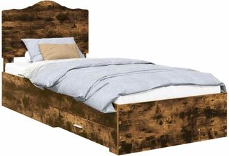vidaXL Bed Frame with Headboard Smoked Oak 75 x 190 cm Engineered Wood vidaXL