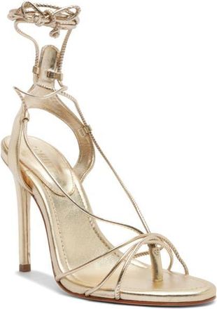 Schutz Demetria Ankle Strap Stiletto Sandal in Platina at Nordstrom, Size 7.5