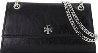 Tory Burch Black Leather Kira Turnlock Shoulder Bag