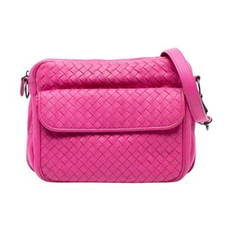 Bottega Veneta Pre-owned Woven Leather Crossbody Bag - Dames - Pre-owned - Roze - Maat: ONE Size Leer