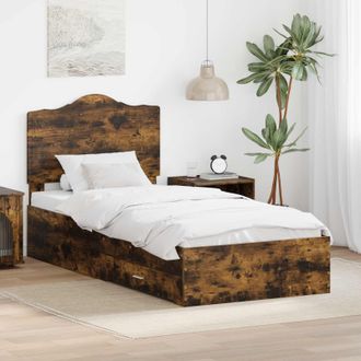 vidaXL Vidaxl Struttura Del Letto Con Cassetto Rovere Fum&eacute; 90 X 190 Cm