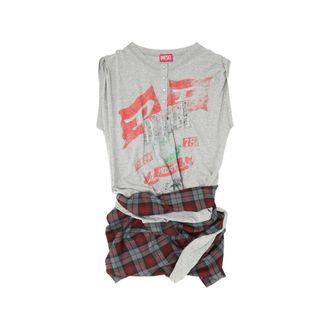 Diesel Playsuit In Jersey And Check Wool