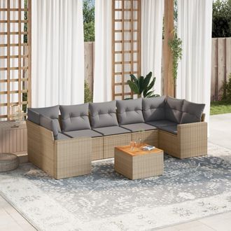 vidaXL Vidaxl - Juego De Sof&aacute;s De Jard&iacute;n Con Cojines Beige 8 Pzas Rat&aacute;n Pe