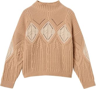 Twin-Set Kabelgebreide intarsia trui - Bruin