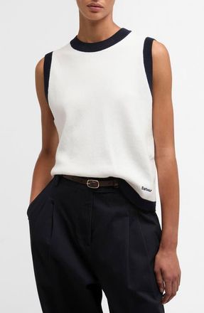 Barbour Salthill Contrast Trim Tank in Cloud/Navy at Nordstrom, Size 12 Us