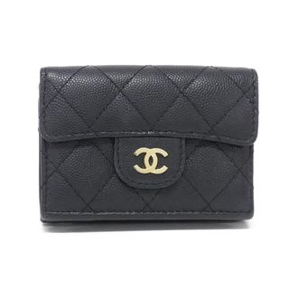 Chanel Black Grained Calfskin Wallet (Bi-Fold) (Pre-Owned)