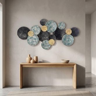 STILVORA Metal Wall Art 133 cm Multi-Disc Design in Blue