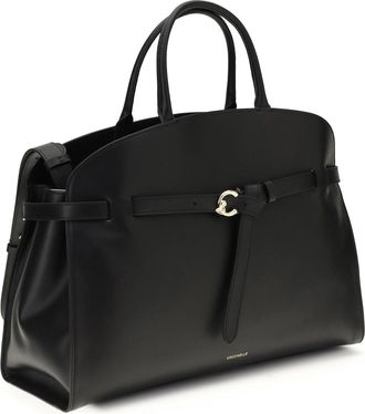 Coccinelle Womens Large Sabine Handbag Noir Calf Leather Bos Taurus Handbags Hand Bags