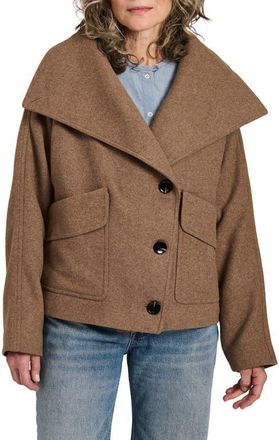 Bernardo Funnel Neck Coat in Pine Bark at Nordstrom, Size Xx-Large