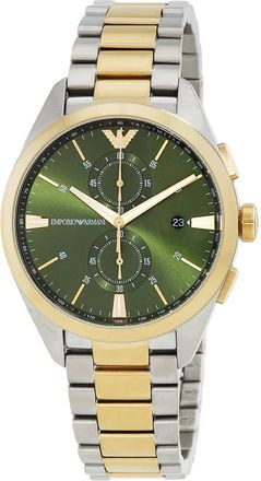 Emporio Armani Chronograph Quartz Green Dial Two-Tone Mens Watch AR11511