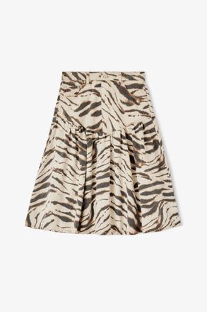 Ganni White Skirt in Printed Denim - Size 8/10 Organic Cotton
