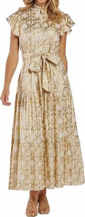Jude Connally Mirabella Cotton Dress In Bamboo Rattan Sand Gold