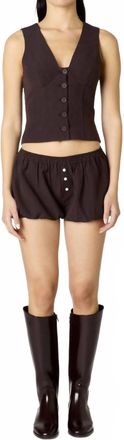 Nia Renata Deep V-Neck Top In Brown