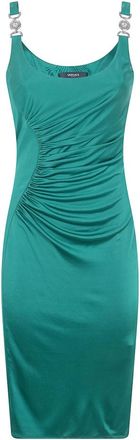 Versace Viscose-Jersey Gedrapeerde Midi Jurk - Dames - Jurken - Groen - Maat: L Viscose
