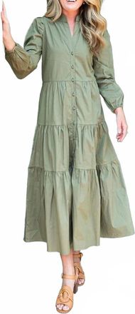 Sail to Sable Button Front Shirt Dress In Corduroy Olive