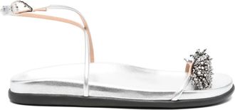 Ancient Greek Sandals bead-embellished ankle-strap sandals - women - Calf Leather/Rubber/Metal/Polyurethane - 38 - Silver