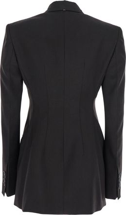 Sportmax Womens Brown Double-Breasted Wool Jacket Virgin Blazers