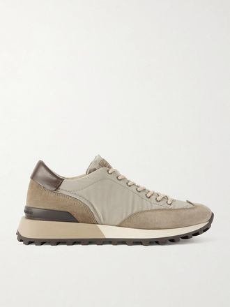 Brunello Cucinelli Sneakers In Shell Con Finiture In Pelle E Camoscio - Verde
