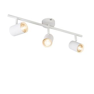 QAZQA Qazqa Moderno Smart Spot Blanco Inclinable Con Wifi Gu10 - Jeana 3 Acero Alargada Adecuado Para Led Max. 3 X 4.8 Watt