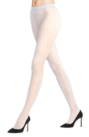 Falke Polka Dot Tights in White at Nordstrom, Size Medium
