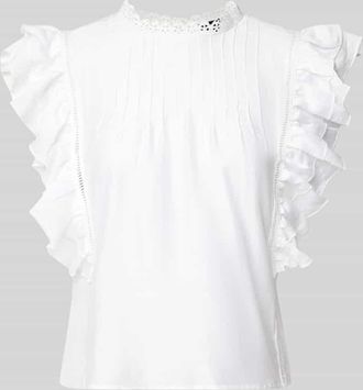 Gina Tricot Blusenshirt mit Volant&auml;rmel in Ecru, Gr&ouml;&szlig;e XS