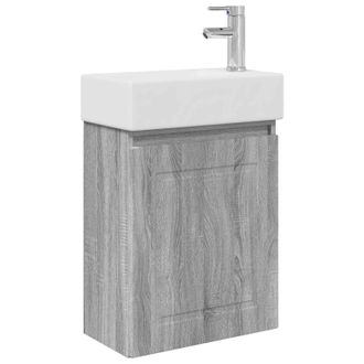 vidaXL M&oacute;dulo De Ba&ntilde;o Con Grifer&iacute;a Sonoma Gris 45,5 X 22,5 X 84 Cm Vidaxl