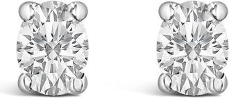 House of Brilliance 14K White Gold 1/4 Ctw Oval Lab-Grown Diamond Solitaire Stud Earrings