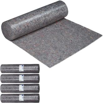 Relaxdays 5 Vellones De Pintor, Cubre Suelos, 1 M X 50 M = 50m&sup2;, Antideslizante, Impermeable, 220g/m&sup2;, Gris